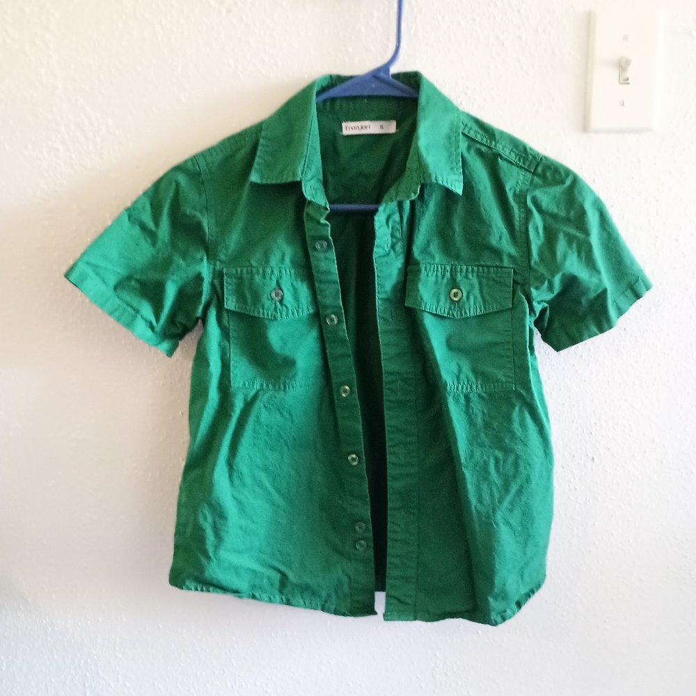 Vibrant Green Button-Down Kids Shirt